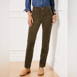 Talbots Signature Size 6 Olive Green Velvet Straight Leg Jeans Cotton/Spandex